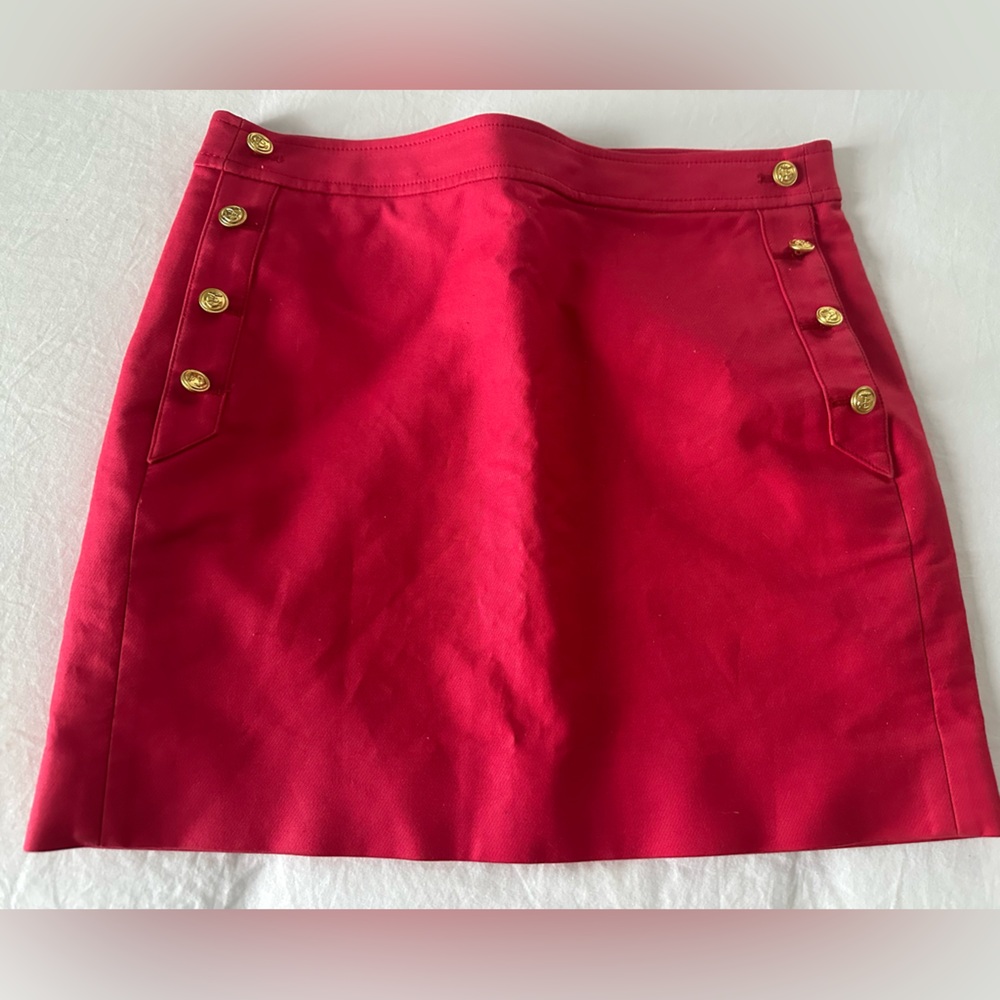 J.Crew Red Skirt with gold buttons